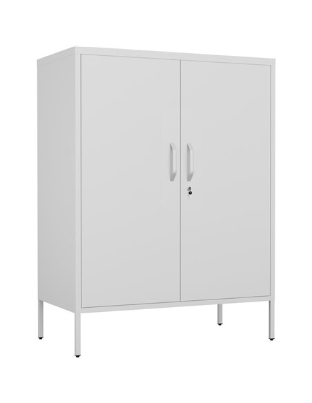 Professional Metal Storage Cabinet 2 doors 800x380x1000mm 2 adjustable shelves White | Stalwart DA-MXHSC002WHITE