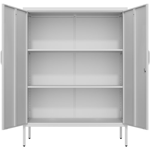 Professional Metal Storage Cabinet 2 doors 800x380x1000mm 2 adjustable shelves White | Stalwart DA-MXHSC002WHITE