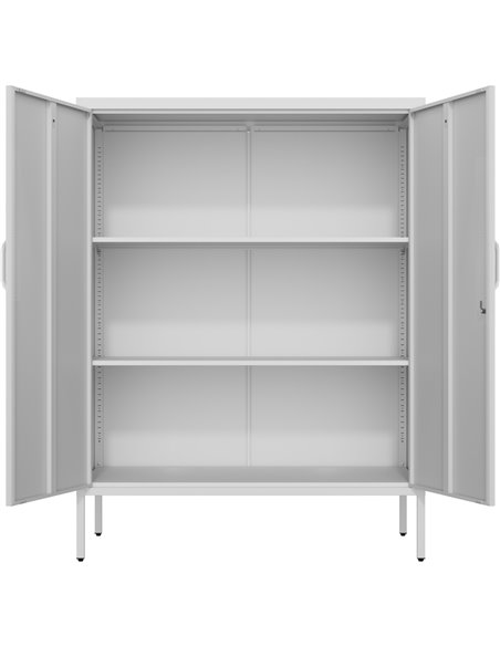 Professional Metal Storage Cabinet 2 doors 800x380x1000mm 2 adjustable shelves White | Stalwart DA-MXHSC002WHITE
