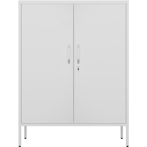 Professional Metal Storage Cabinet 2 doors 800x380x1000mm 2 adjustable shelves White | Stalwart DA-MXHSC002WHITE