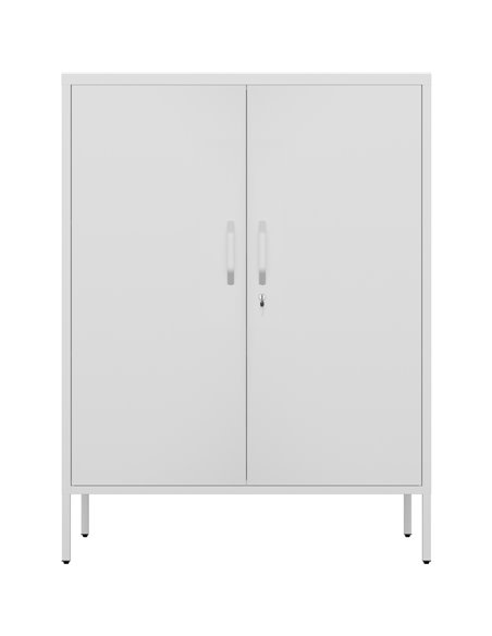 Professional Metal Storage Cabinet 2 doors 800x380x1000mm 2 adjustable shelves White | Stalwart DA-MXHSC002WHITE