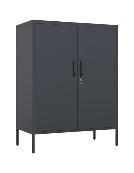 Professional Metal Storage Cabinet 2 doors 800x380x1000mm 2 adjustable shelves Black | Stalwart DA-MXHSC002BLACK