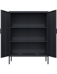 Professional Metal Storage Cabinet 2 doors 800x380x1000mm 2 adjustable shelves Black | Stalwart DA-MXHSC002BLACK 2