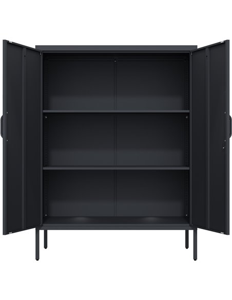 Professional Metal Storage Cabinet 2 doors 800x380x1000mm 2 adjustable shelves Black | Stalwart DA-MXHSC002BLACK