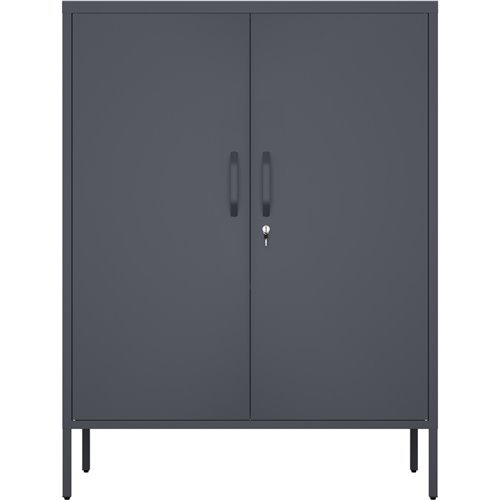 Professional Metal Storage Cabinet 2 doors 800x380x1000mm 2 adjustable shelves Black | Stalwart DA-MXHSC002BLACK