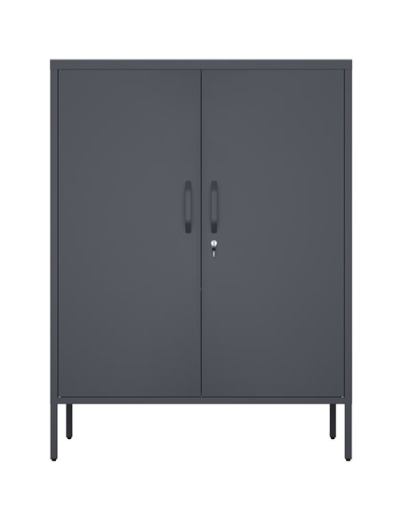 Professional Metal Storage Cabinet 2 doors 800x380x1000mm 2 adjustable shelves Black | Stalwart DA-MXHSC002BLACK
