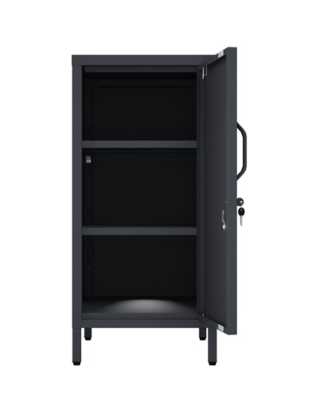Professional Metal Storage Cabinet Single Door 400x380x1000mm 2 adjustable shelves Black | Stalwart DA-MXHSC001BLACK
