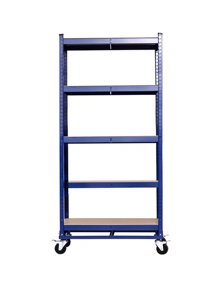 Commercial Blue Heavy Duty Mobile Shelving Unit 5 Shelves 875kg Loading Capacity 900x450x1800mm | Stalwart DA-KWH20