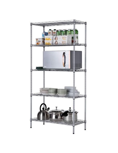 Professional 5 Tier Shelving Unit Silver 600x350x1500mm | Stalwart DA-WS2414595S