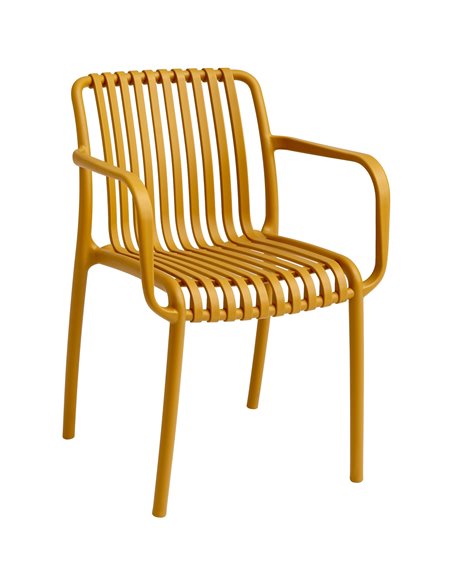 Bistro Dining Chair Plastic Yellow Indoors &amp Outdoors | Stalwart DA-WW6077YELLOW
