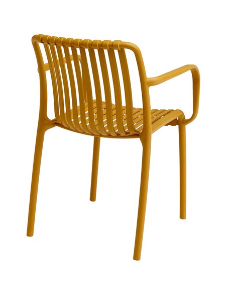 Bistro Dining Chair Plastic Yellow Indoors &amp Outdoors | Stalwart DA-WW6077YELLOW