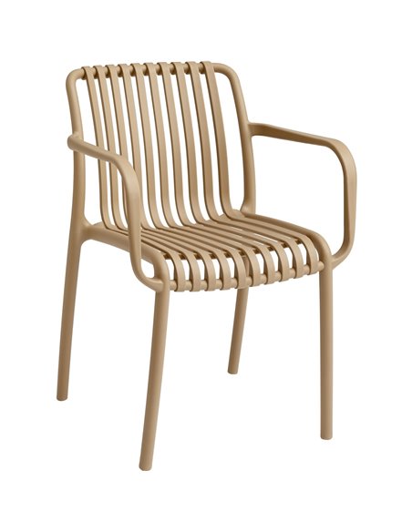 Bistro Dining Chair Plastic Beige Indoors &amp Outdoors | Stalwart DA-WW6077BEIGE