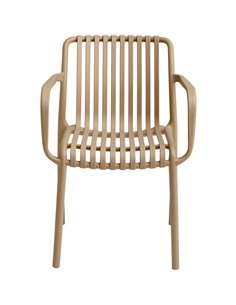 Bistro Dining Chair Plastic Beige Indoors &amp Outdoors | Stalwart DA-WW6077BEIGE 2