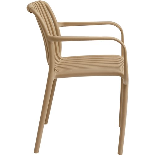 Bistro Dining Chair Plastic Beige Indoors &amp Outdoors | Stalwart DA-WW6077BEIGE
