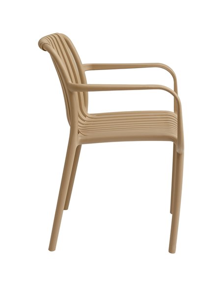 Bistro Dining Chair Plastic Beige Indoors &amp Outdoors | Stalwart DA-WW6077BEIGE