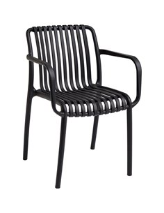 Bistro Dining Chair Plastic Black Indoors &amp Outdoors | Stalwart DA-WW6077BLACK