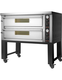 Commercial Pizza oven with stand Electric 2 chambers 6+6 pizzas x 33cm 500°C Mechanical controls 13.2kW 400V | Stalwart DA-PS602