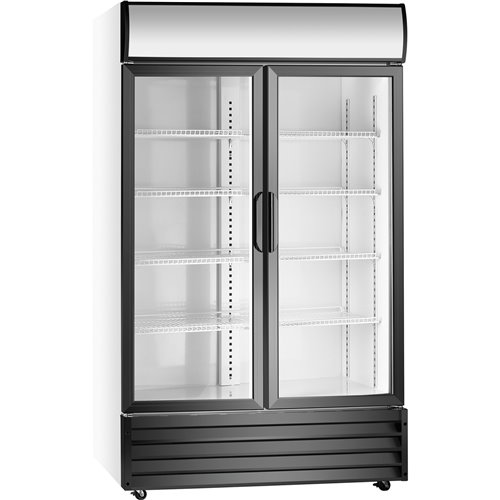 Commercial Twin Bottle cooler Upright 640 litres Hinged glass doors Black&ampWhite | Stalwart DA-SSP688WEA
