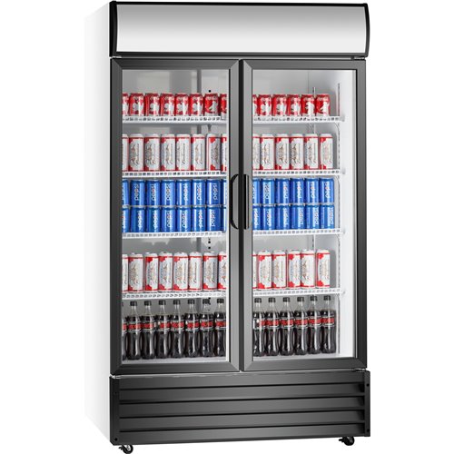Commercial Twin Bottle cooler Upright 640 litres Hinged glass doors Black&ampWhite | Stalwart DA-SSP688WEA