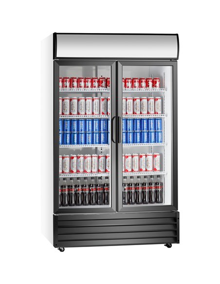 Commercial Twin Bottle cooler Upright 640 litres Hinged glass doors Black&ampWhite | Stalwart DA-SSP688WEA