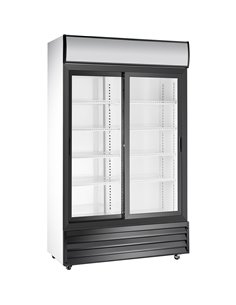 Commercial Twin Bottle cooler Upright 525 litres Sliding glass doors Black&ampWhite | Stalwart DA-SSP688WEB
