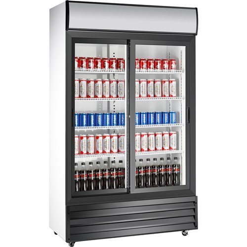 Commercial Twin Bottle cooler Upright 525 litres Sliding glass doors Black&ampWhite | Stalwart DA-SSP688WEB