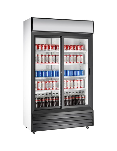 Commercial Twin Bottle cooler Upright 525 litres Sliding glass doors Black&ampWhite | Stalwart DA-SSP688WEB