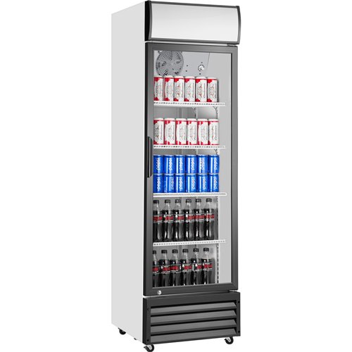 Commercial Bottle cooler Upright 290 litres Single hinged glass door Black&ampWhite | Stalwart DA-SSP338WEA