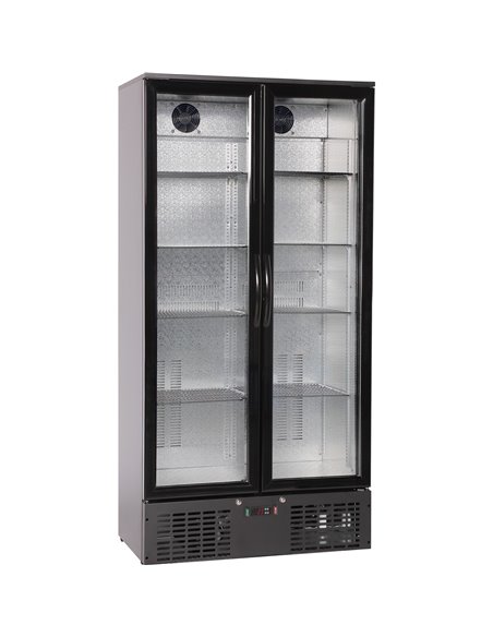 Commercial Bar bottle cooler Upright Twin door 470 litres Black | Stalwart DA-LG510H