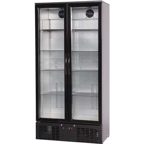 Commercial Bar bottle cooler Upright Twin door 470 litres Black | Stalwart DA-LG510H