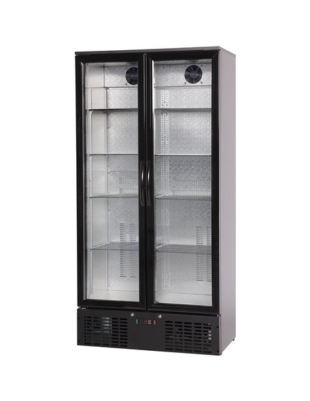 Commercial Bar bottle cooler Upright Twin door 470 litres Black | Stalwart DA-LG510H