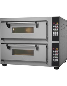 Commercial Pizza oven Electric 2 chambers 400x400mm 450°C Digital controls 5.2kW 230V | Stalwart DA-PS442BE