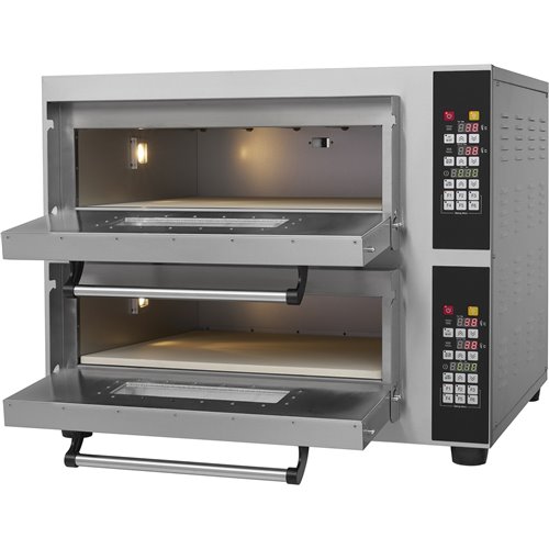 Commercial Pizza oven Electric 2 chambers 400x400mm 450°C Digital controls 5.2kW 230V | Stalwart DA-PS442BE