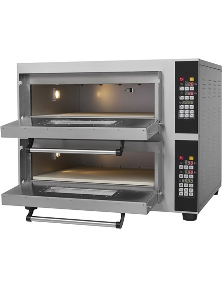 Commercial Pizza oven Electric 2 chambers 400x400mm 450°C Digital controls 5.2kW 230V | Stalwart DA-PS442BE