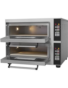 Commercial Pizza oven Electric 2 chambers 610x610mm 450°C Digital controls 8.4kW 380V | Stalwart DA-PS662E 2