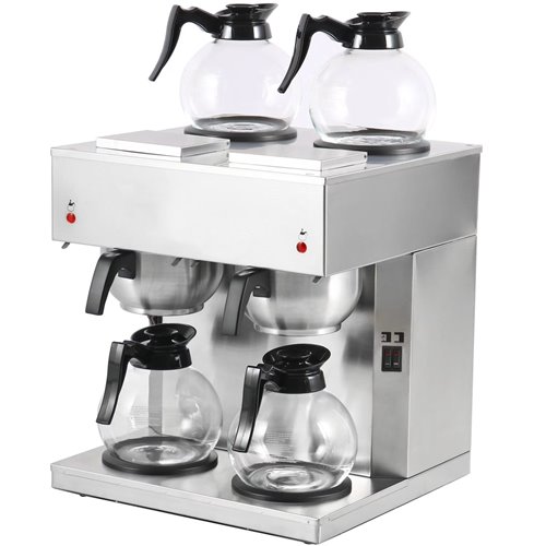 Commercial Twin Filter Coffee maker Manual fill 4 glass jugs 4 hotplates | Stalwart DA-RBD286BD4