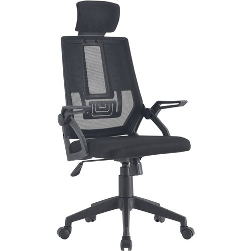Mesh Office Chair with Headrest Black | Stalwart DA-HY808
