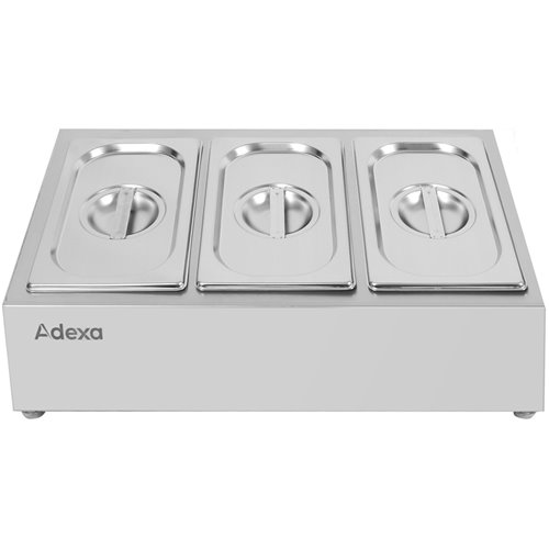 Commercial Condiment Holder including 3xGN1/4-150mm containers with lid Stainless steel | Stalwart DA-CHE03AD