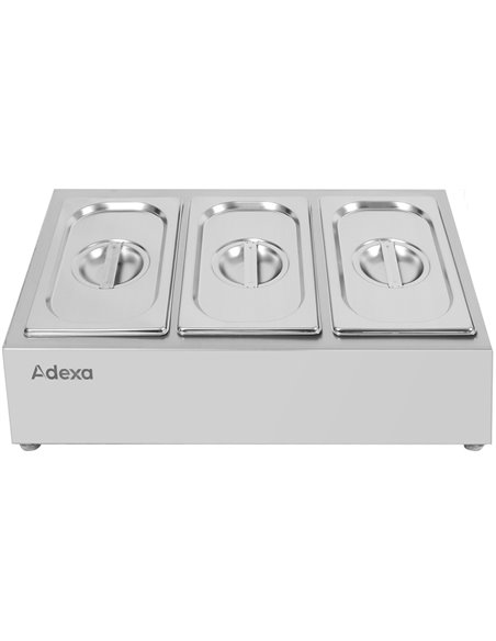 Commercial Condiment Holder including 3xGN1/4-150mm containers with lid Stainless steel | Stalwart DA-CHE03AD
