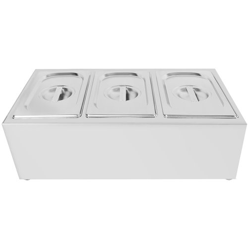 Commercial Condiment Holder including 3xGN1/4-150mm containers with lid Stainless steel | Stalwart DA-CHE03AD