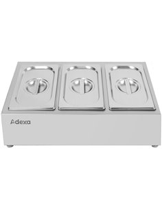 Commercial Condiment Holder including 3xGN1/4-100mm containers with lid Stainless steel | Stalwart DA-CHE03A 2