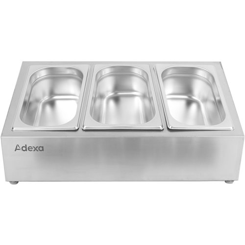 Commercial Condiment Holder including 3xGN1/4-100mm containers with lid Stainless steel | Stalwart DA-CHE03A