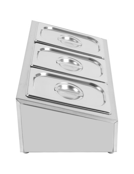 Commercial Condiment Holder including 3xGN1/4-100mm containers with lid Stainless steel | Stalwart DA-CHE03A