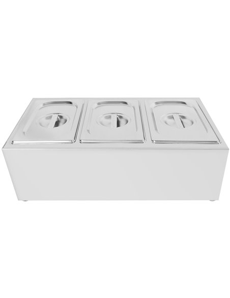 Commercial Condiment Holder including 3xGN1/4-100mm containers with lid Stainless steel | Stalwart DA-CHE03A