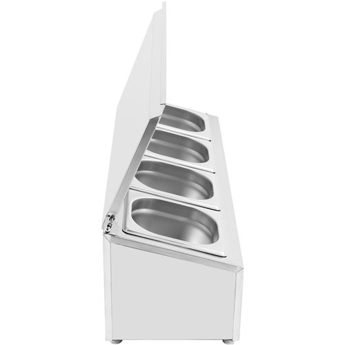 Commercial Condiment Holder with lid including 4xGN1/6-100mm containers Stainless steel | Stalwart DA-CHD04AFL