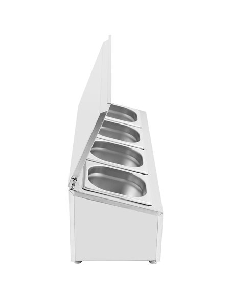Commercial Condiment Holder with lid including 4xGN1/6-100mm containers Stainless steel | Stalwart DA-CHD04AFL