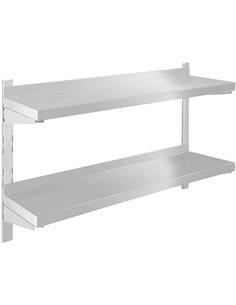 Wall shelf 2 levels 1600x300x600mm Stainless steel | Stalwart DA-WM16030B
