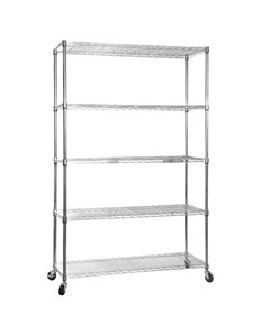 Commercial Mobile Shelving unit 5 tier 1250kg Width 1500mm Depth 450mm Chrome wire | Stalwart DA-CJA1344R