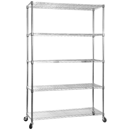 Commercial Mobile Shelving unit 5 tier 1250kg Width 1500mm Depth 450mm Chrome wire | Stalwart DA-CJA1344R