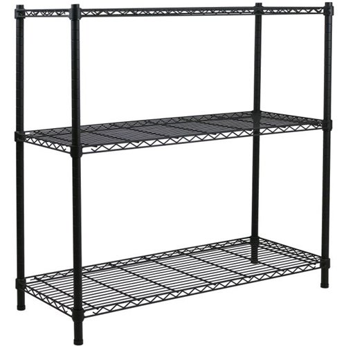 Commercial Shelving unit 3 tier 750kg Width 1200mm Depth 350mm Black wire | Stalwart DA-AMJ544